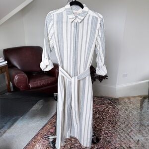 Faherty Long Sleeve Striped Shirt Dress